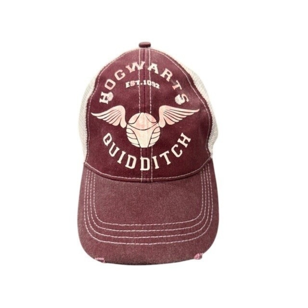 Harry Potter Hogwarts Quidditch Trucker Hat Adjustable Mesh Burgundy